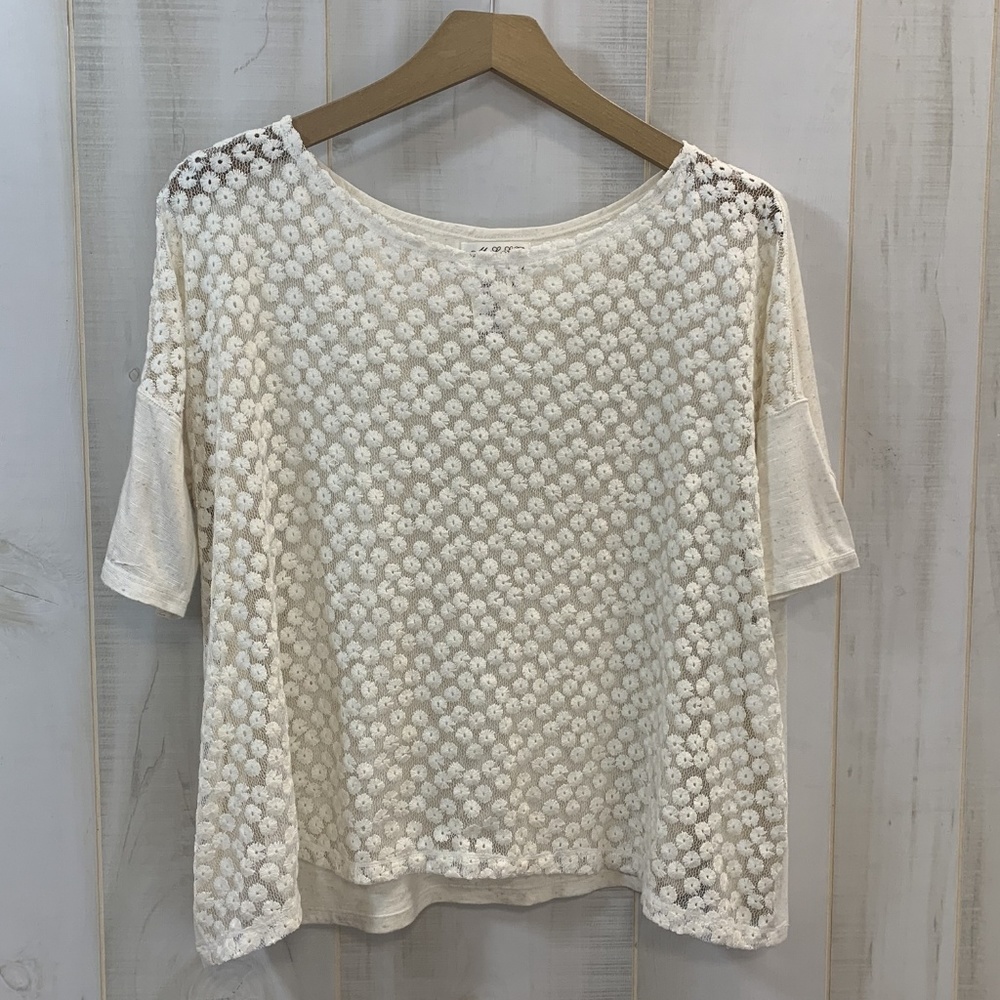 M.S.S.P. Cream Lace Front Boho Crop Top Size XS